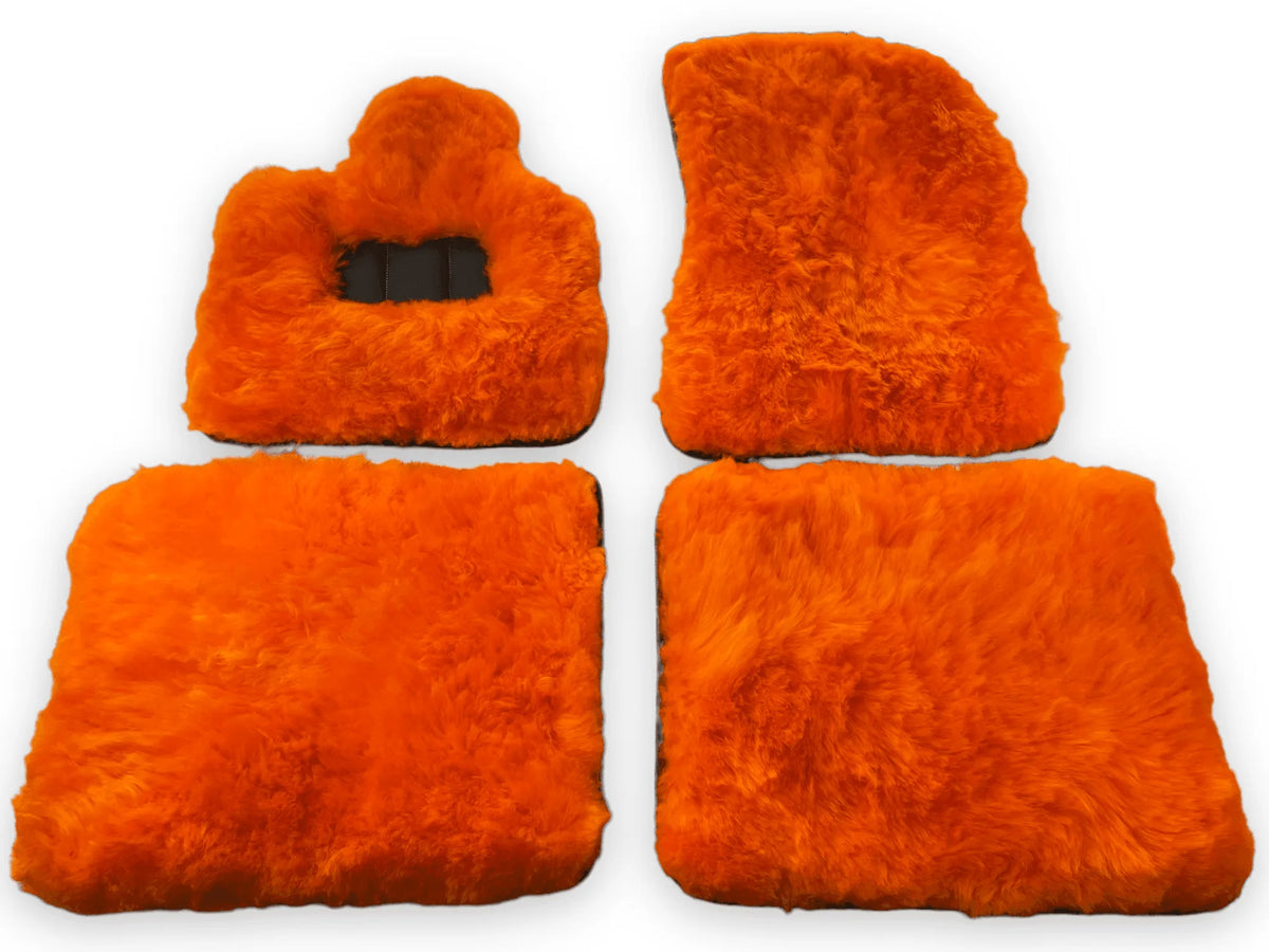 Orange Sheepskin Floor Mats For Rolls Royce Phantom VIII (2017-2024) ER56 Design Brand - AutoWin