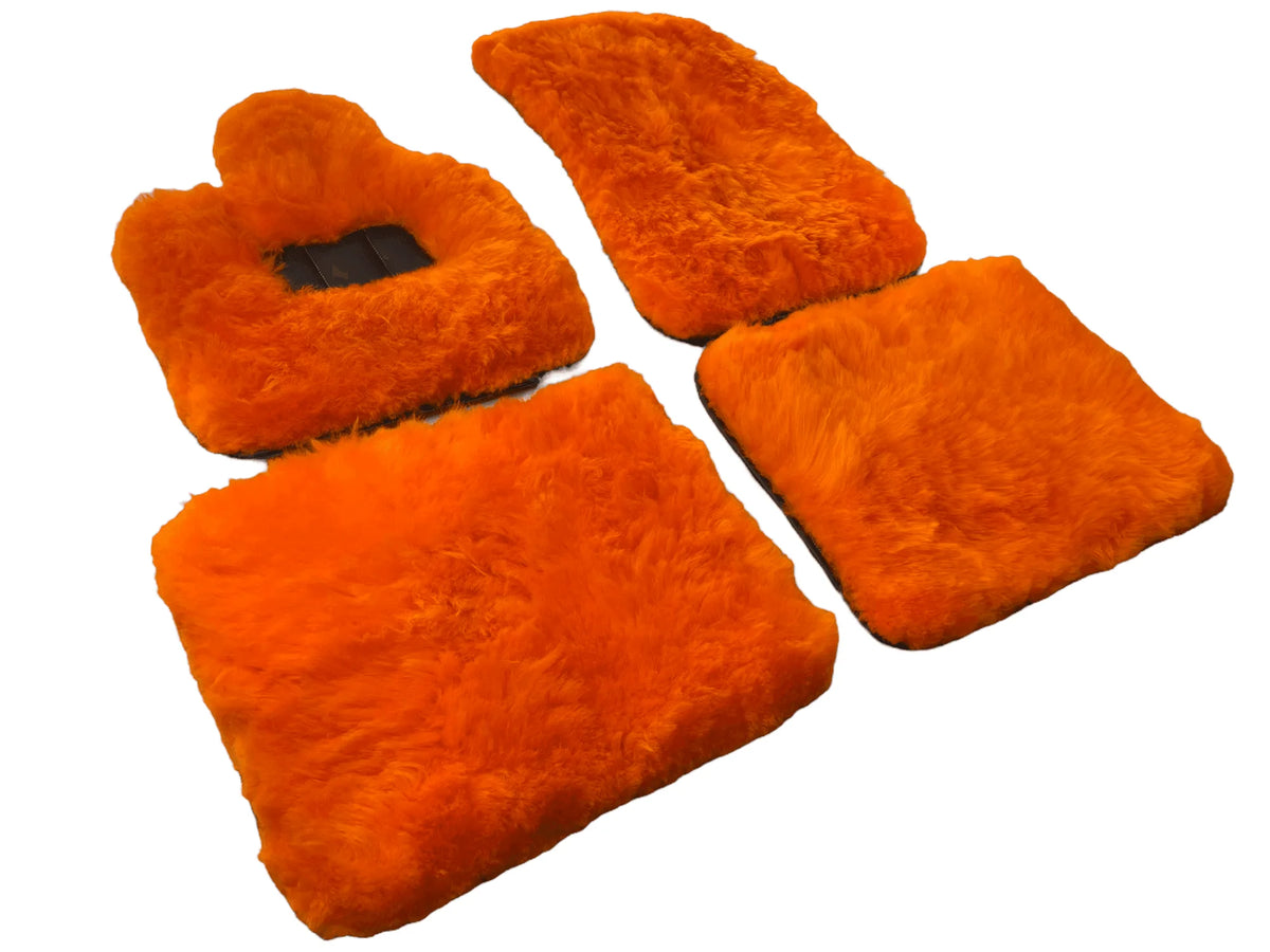 Orange Sheepskin Floor Mats For Rolls Royce Phantom VIII (2017-2024) ER56 Design Brand - AutoWin