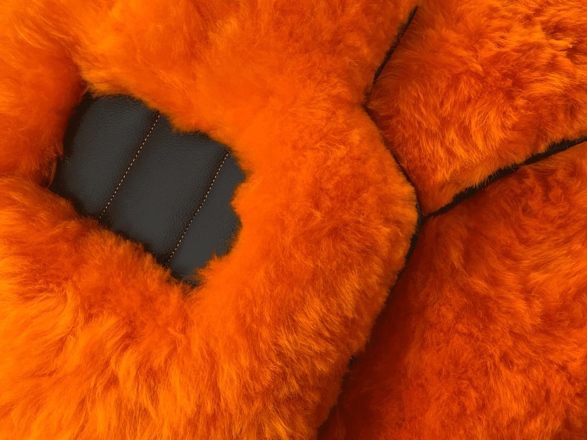 Orange Sheepskin Floor Mats For Rolls Royce Phantom VIII (2017-2024) ER56 Design Brand - AutoWin