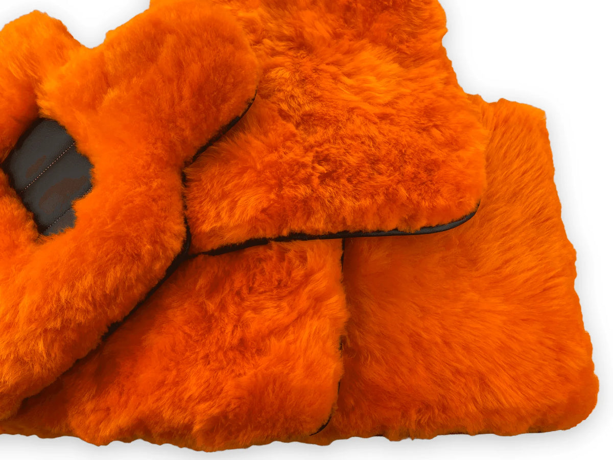 Orange Sheepskin Floor Mats For Rolls Royce Phantom VIII (2017-2024) ER56 Design Brand - AutoWin