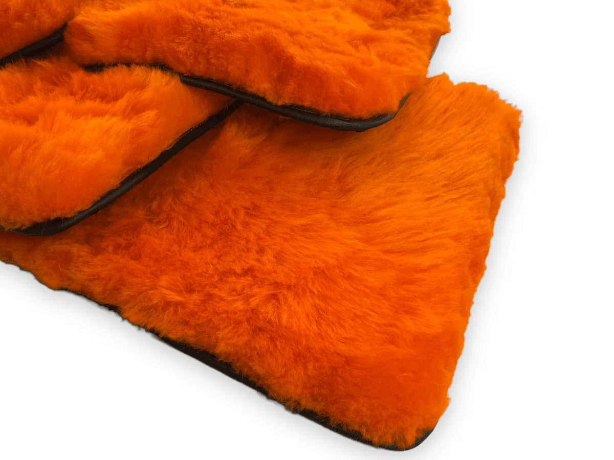 Orange Sheepskin Floor Mats For Rolls Royce Phantom VIII (2017-2024) ER56 Design Brand - AutoWin