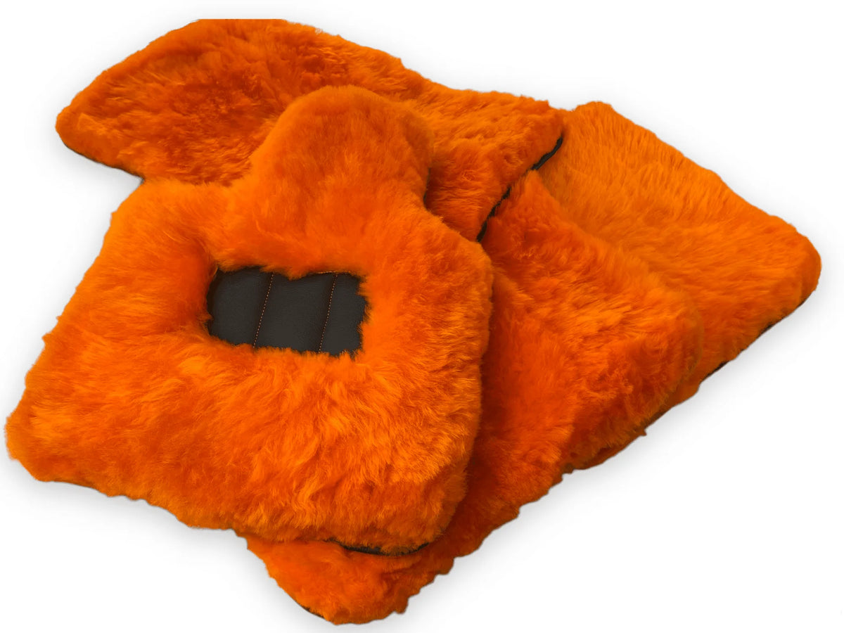 Orange Sheepskin Floor Mats For Rolls Royce Phantom VIII (2017-2024) ER56 Design Brand - AutoWin