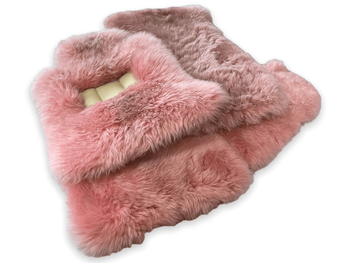 Pink Sheepskin Floor Mats for Rolls Royce Phantom VIII (2017-2024) ER56 Design Brand - AutoWin