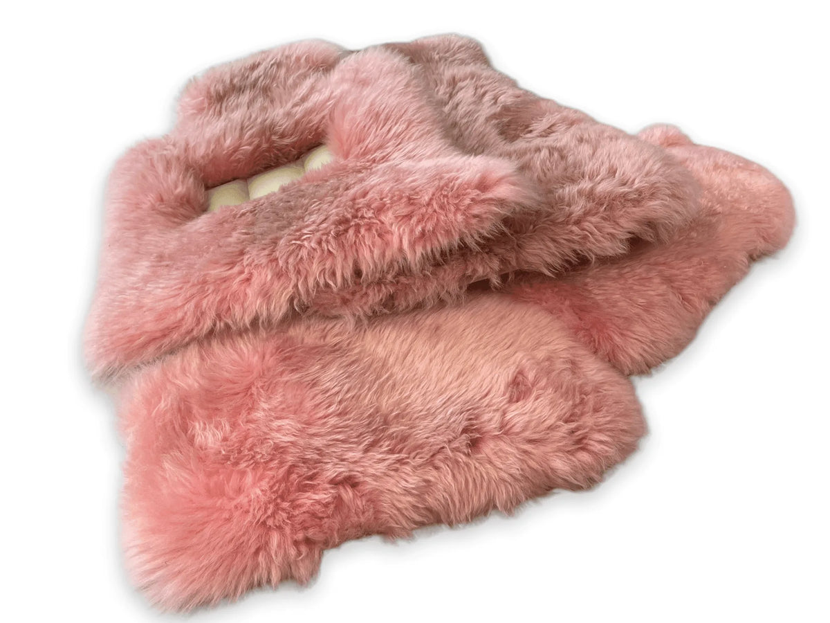 Pink Sheepskin Floor Mats for Rolls Royce Phantom VIII (2017-2024) ER56 Design Brand - AutoWin