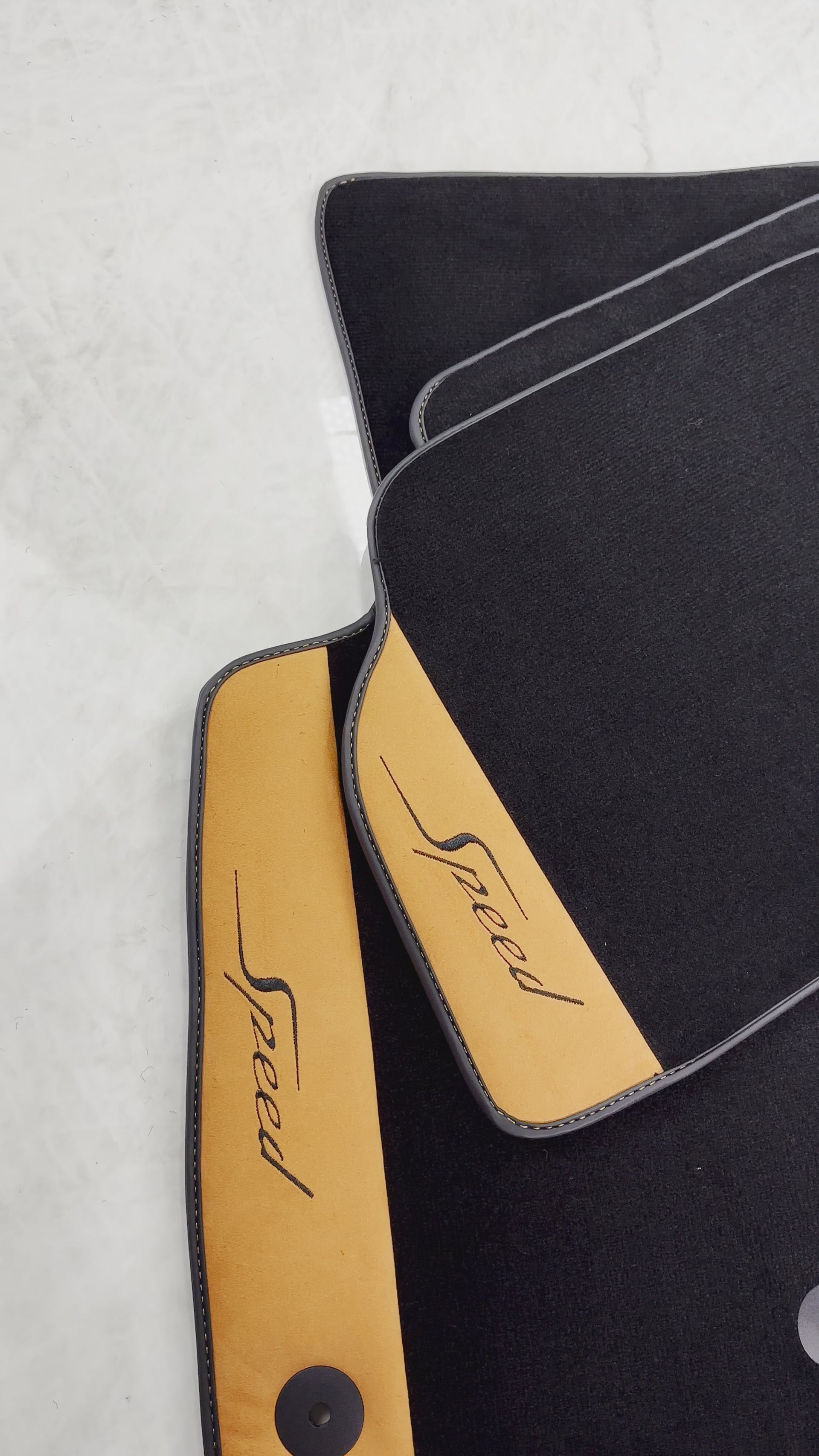 Black Floor Mats For Bentley Continental GT (2018–2023) with Orange Alcantara Leather - AutoWin