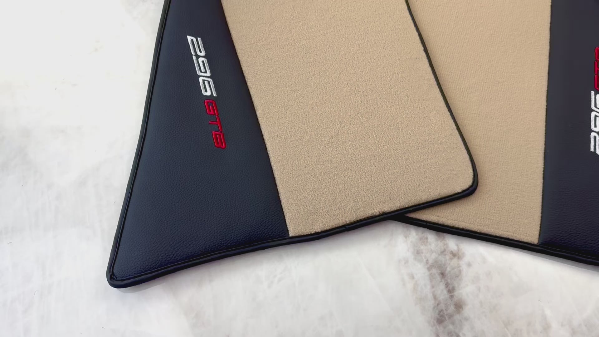 Beżowe dywaniki samochodowe do Ferrari 296 GTB (2022-2025) ze skóry - AutoWin