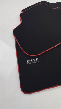Black Floor Mats For Kia Sportage (1994-2002) ER56 Design | Red Trim