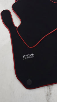 Black Floor Mats For Mercedes-Benz C Class W204 Coupe 2012-2015 ER56 Design with Red Trim