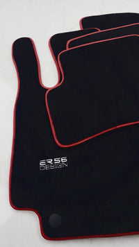 Floor Mats For Mercedes-Benz C Class W205 2014-2021 ER56 Design with Red Trim