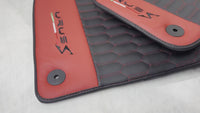 Black Leather Floor Mats For Lamborghini Urus S With Red Nappa Leather