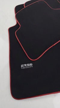 Black Floor Mats For Mercedes-Benz C Class W202 (1993-2000) ER56 Design | Red Trim