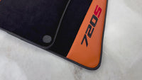 Black Floor Mats for McLaren 720S (2017-2021) with Orange Leather