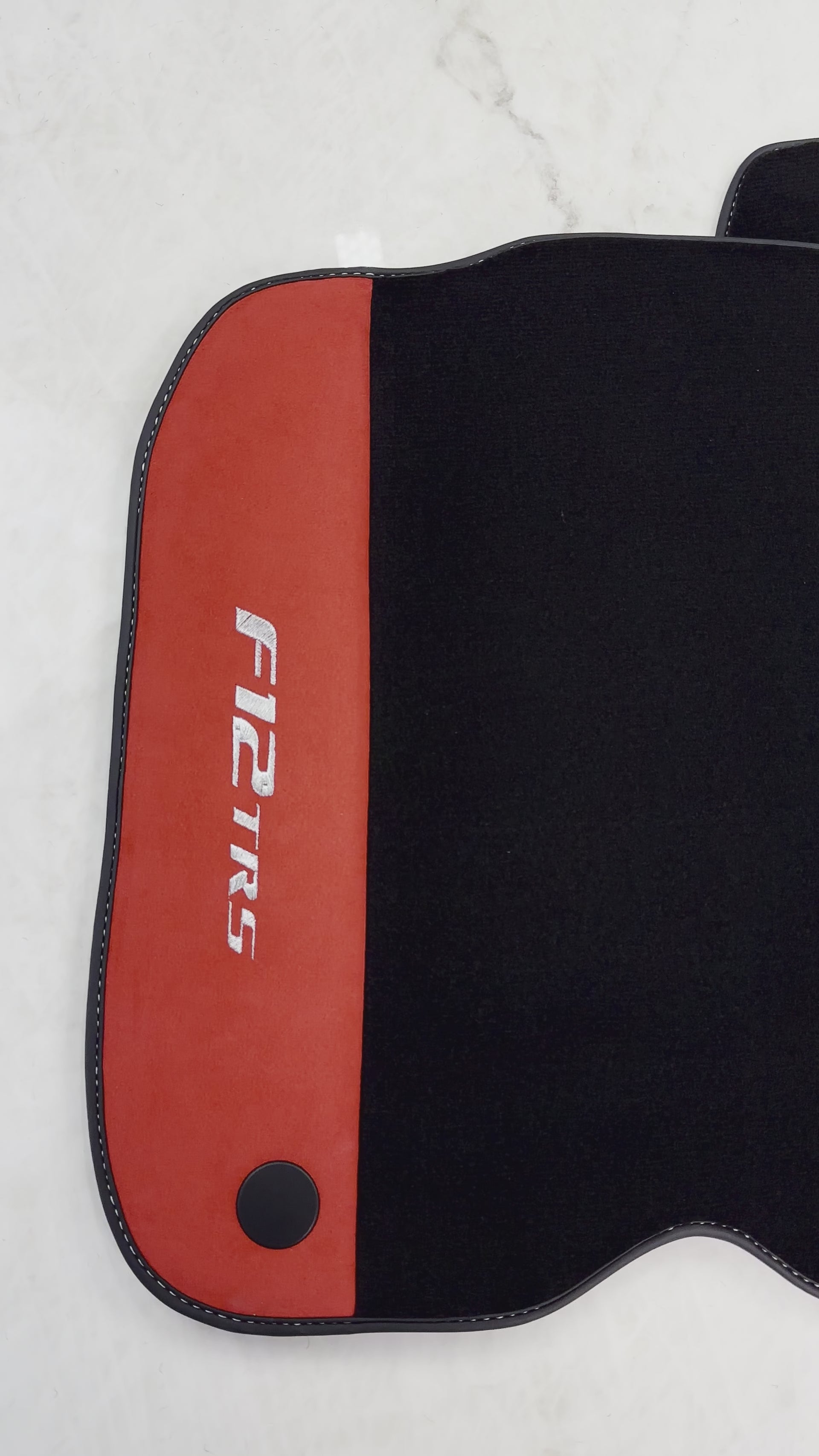 Black Floor Mats for Ferrari F12 TRS (2014) with Red Alcantara Leather - AutoWin