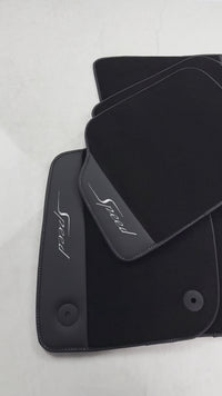 Czarne maty samochodowe dla Bentley Continental GT (2018–2023) Speed z skóry