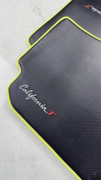 Mata samochodowe z włókna węglowego dla Ferrari California T (2015-2018) z żółtym wykończeniem