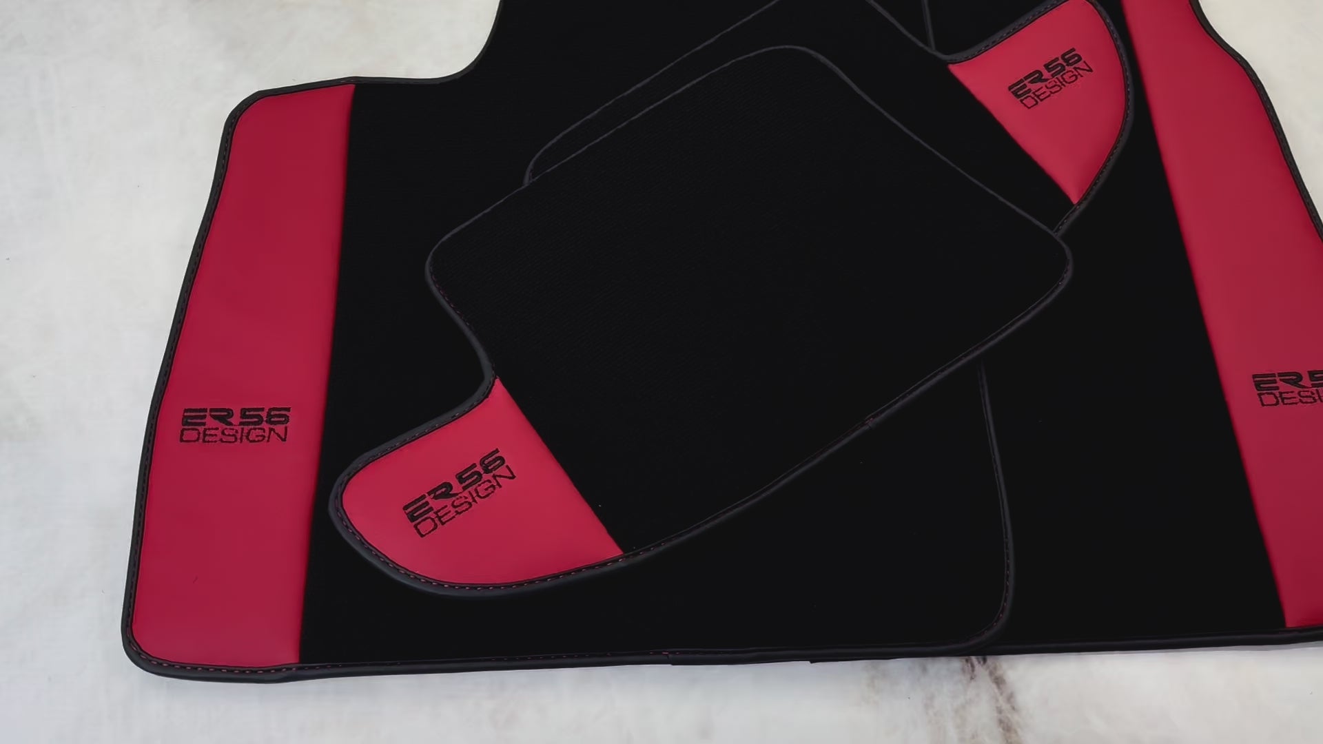 Black Floor Mats for Bentley Continental GT (2011–2018) with Red Leather | ER56 Design - AutoWin