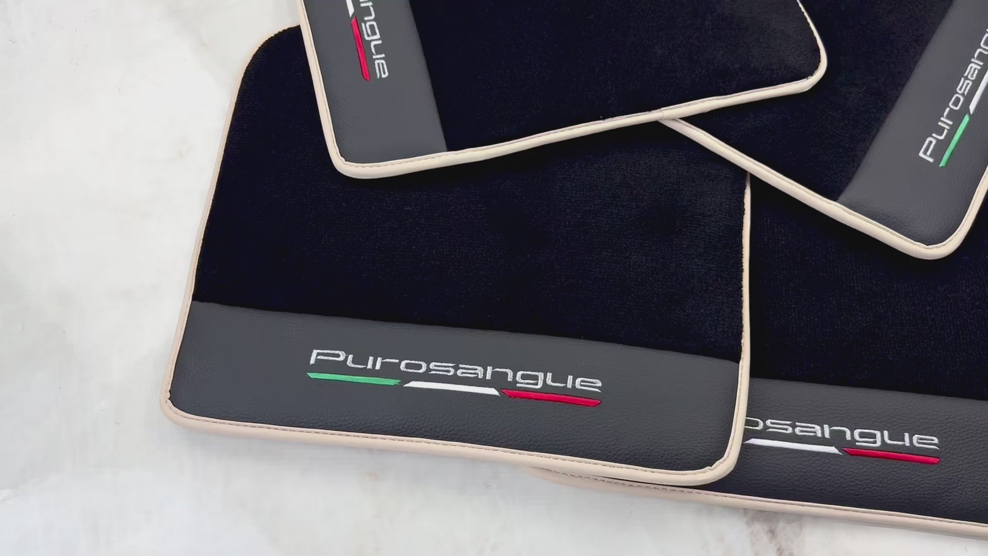 Black Floor Mats for Ferrari Purosangue with Leather and Beige Trim | Italian Edition - AutoWin