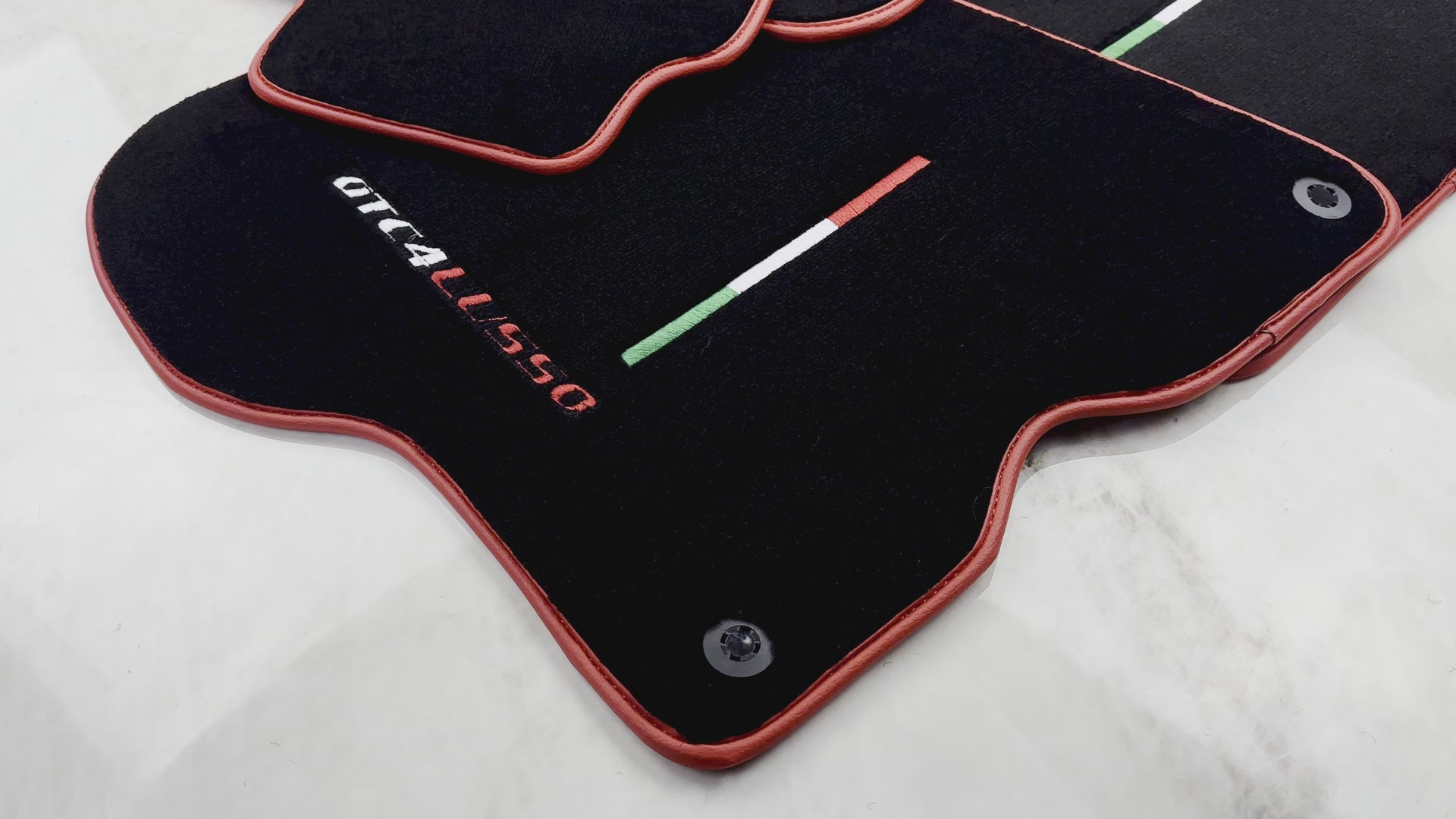 Black Floor Mats For Ferrari GTC4 Lusso (2016-2023) Italian Edition with Red Trim - AutoWin