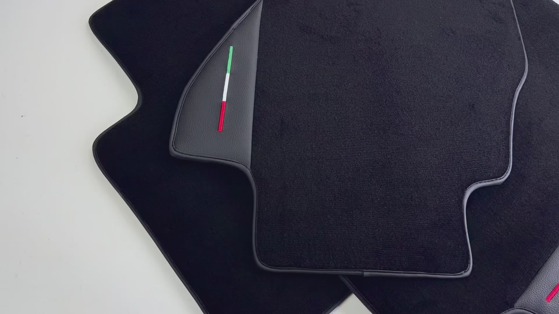 Black Floor Mats for Ferrari Dino 308 GT4 (1973-1979) with Leather | Italian Edition - AutoWin.EU