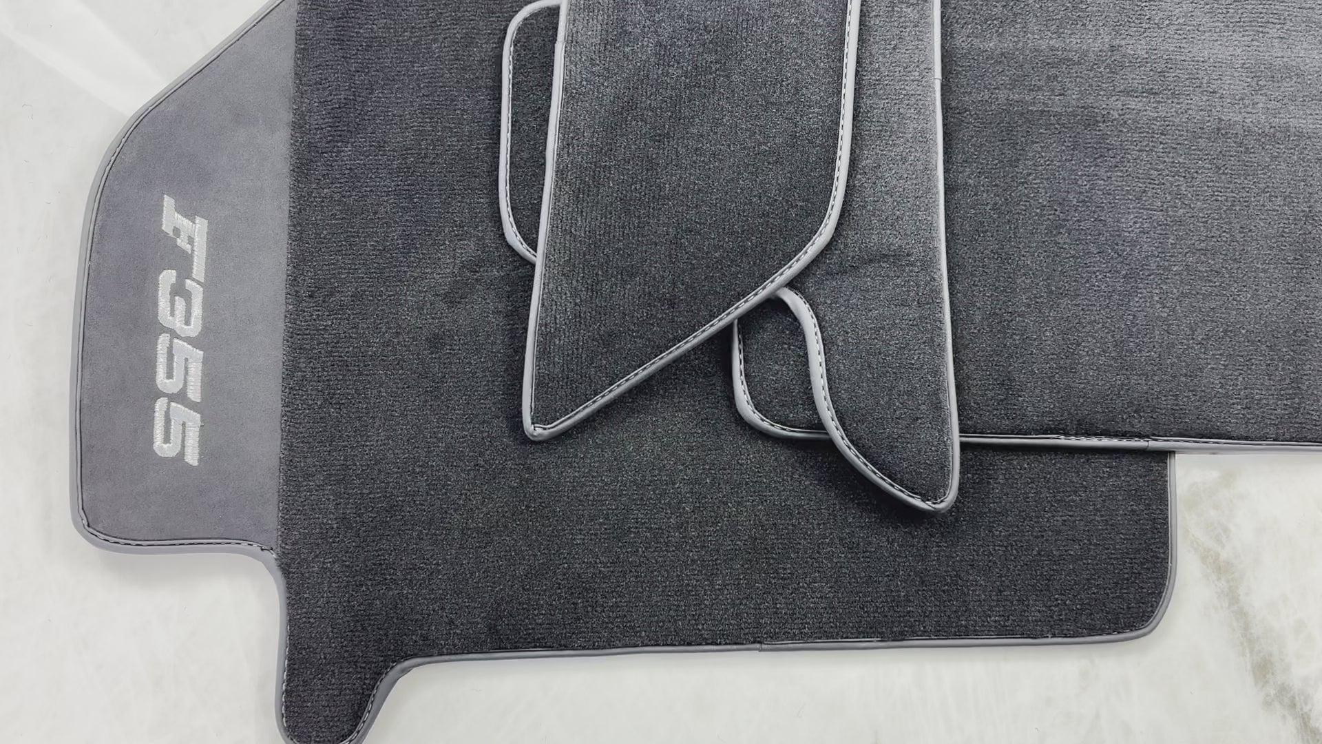 Black Floor Mats For Ferrari F355 1994-1999 With Alcantara Leather - AutoWin