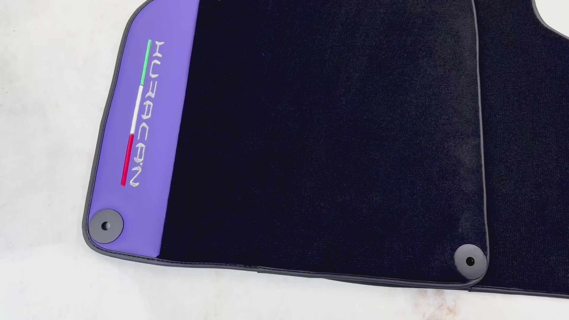 Purple Leather Black Floor Mats for Lamborghini Huracan | Black Trim - AutoWin.EU