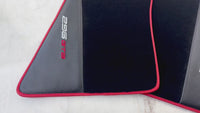 Black Floor Mats for Ferrari 296 GTB (2022-2025) with Carbon Fiber | Red Trim