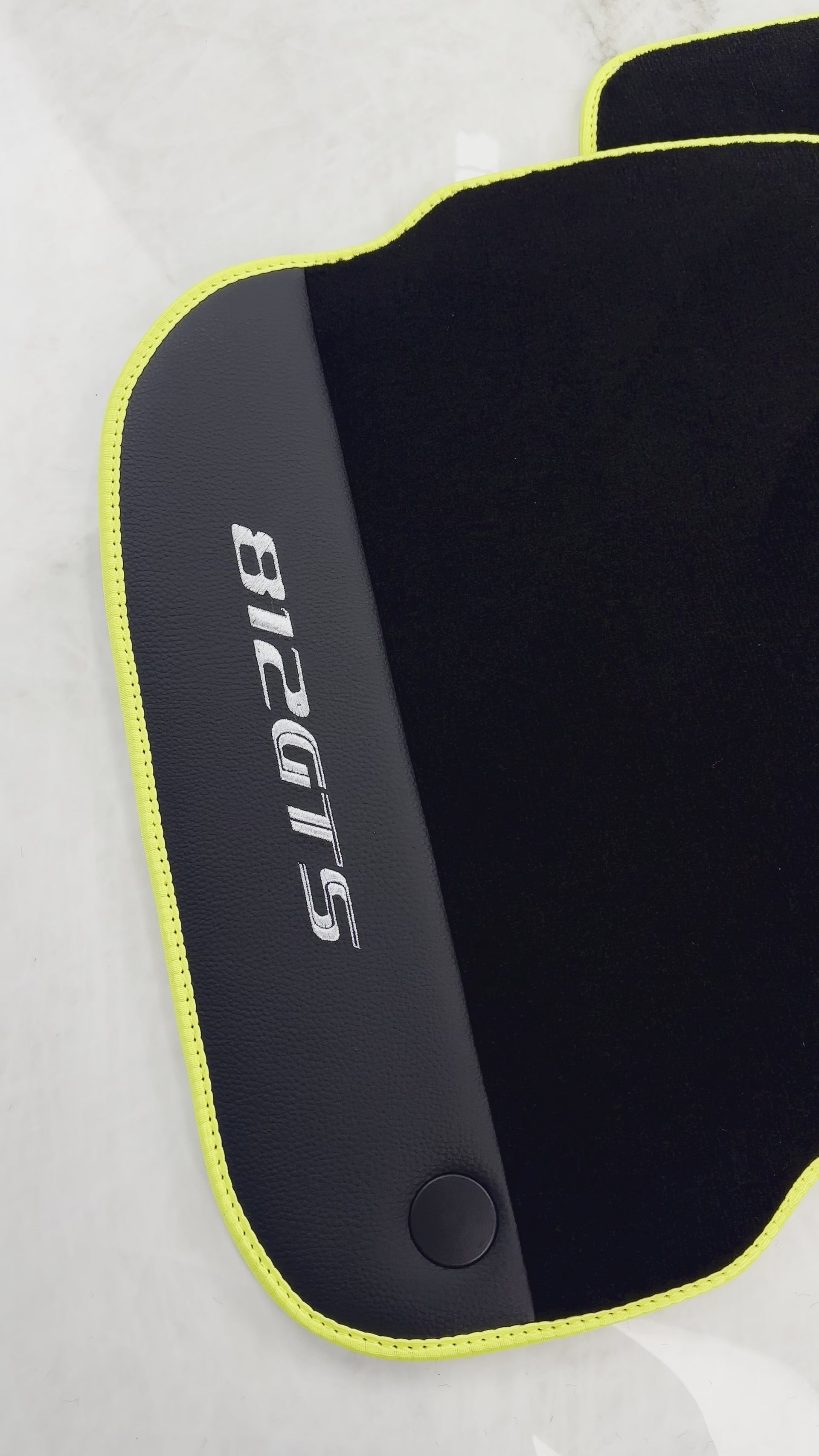 Black Floor Mats for Ferrari 812 GTS (2019-2023) with Leather - AutoWin