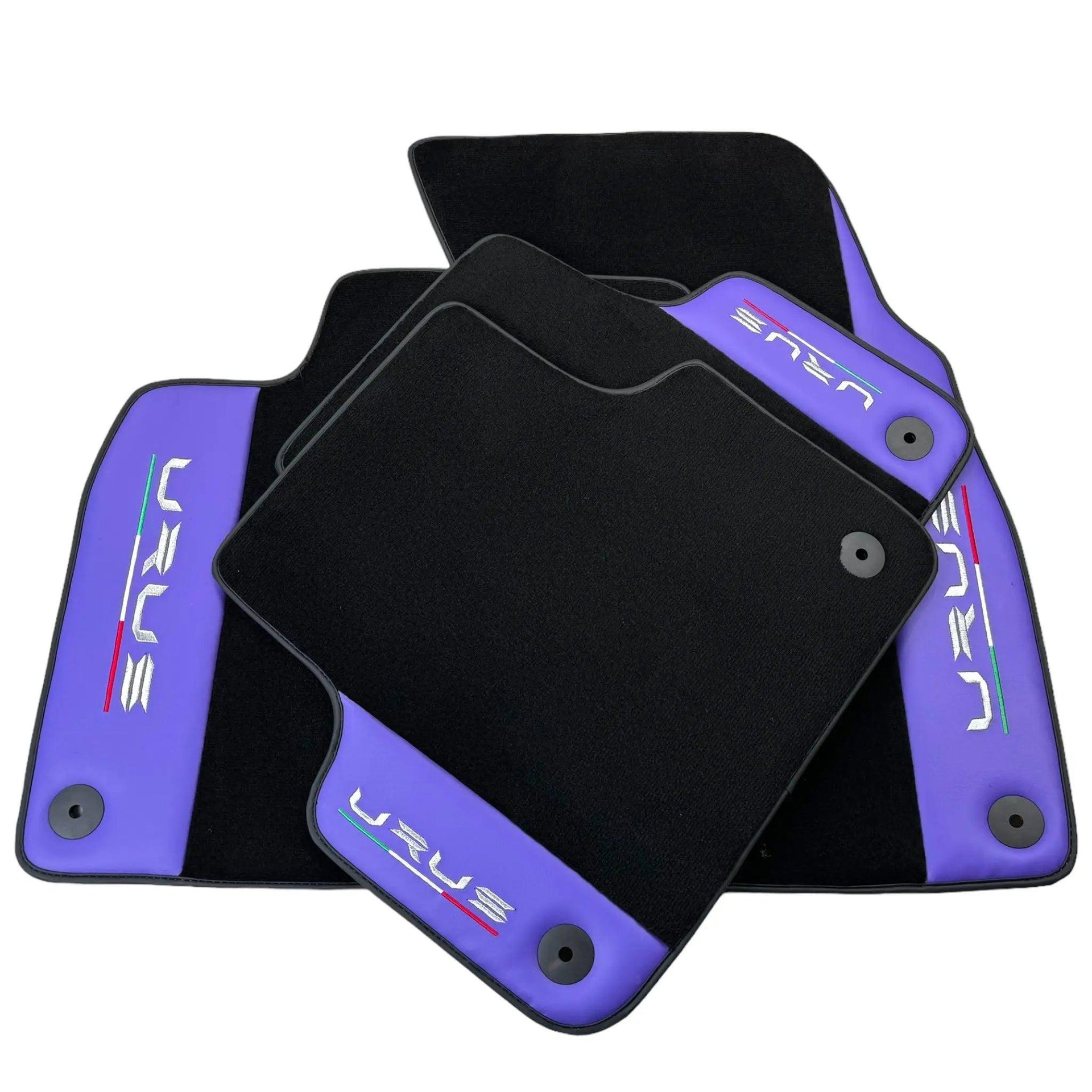 Purple Leather Black Floor Mats for Lamborghini Urus | Black Trim - AutoWin