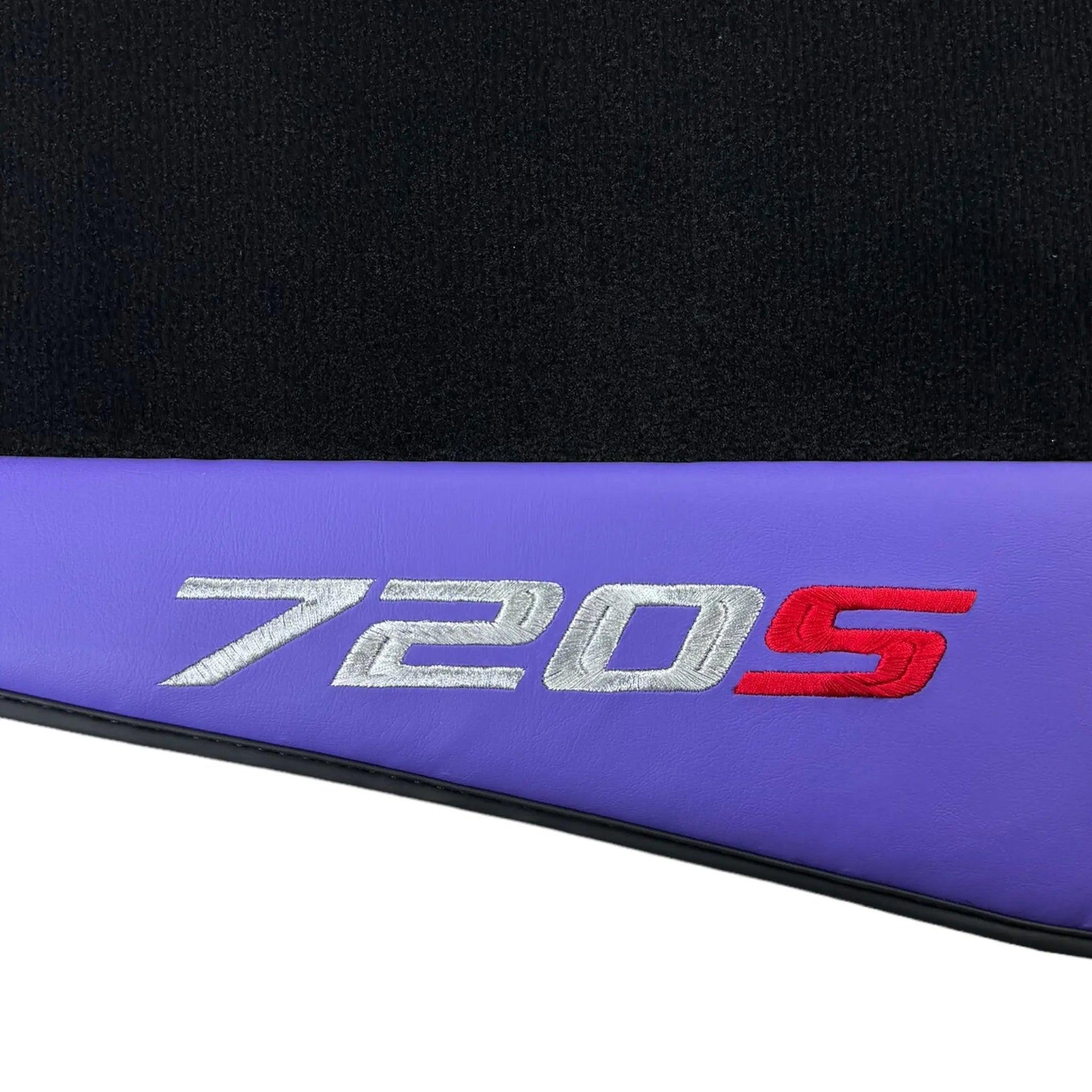 Purple Leather Black Floor Mats for McLaren 720S | Black Trim - AutoWin