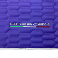 Purple Leather Floor Mats for Lamborghini Huracan with White Trim - AutoWin