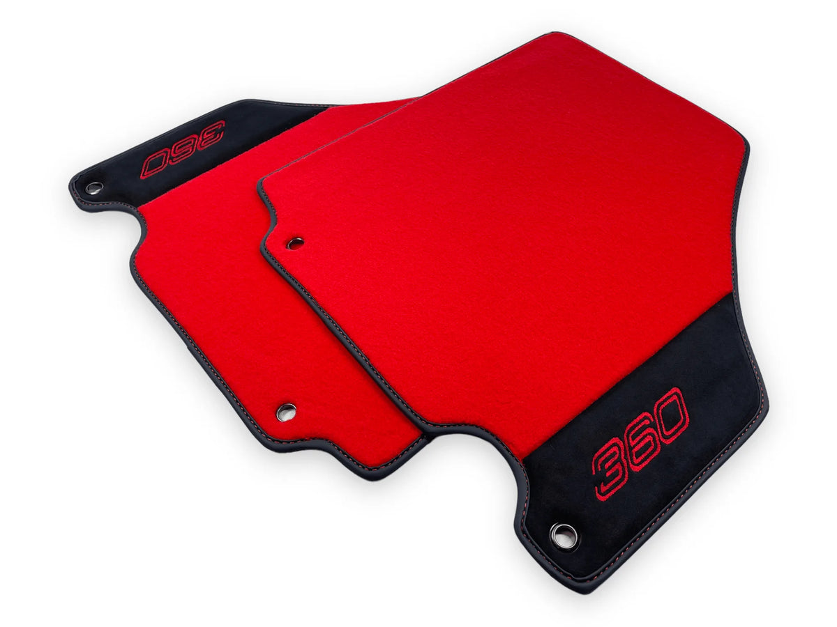 Red Floor Mats For Ferrari 360 Modena 1999-2005 With Alcantara Leather - AutoWin