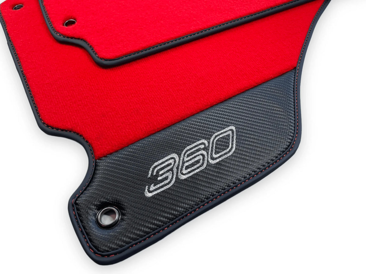 Red Floor Mats For Ferrari 360 Modena 1999-2005 With Carbon Fiber Leather - AutoWin