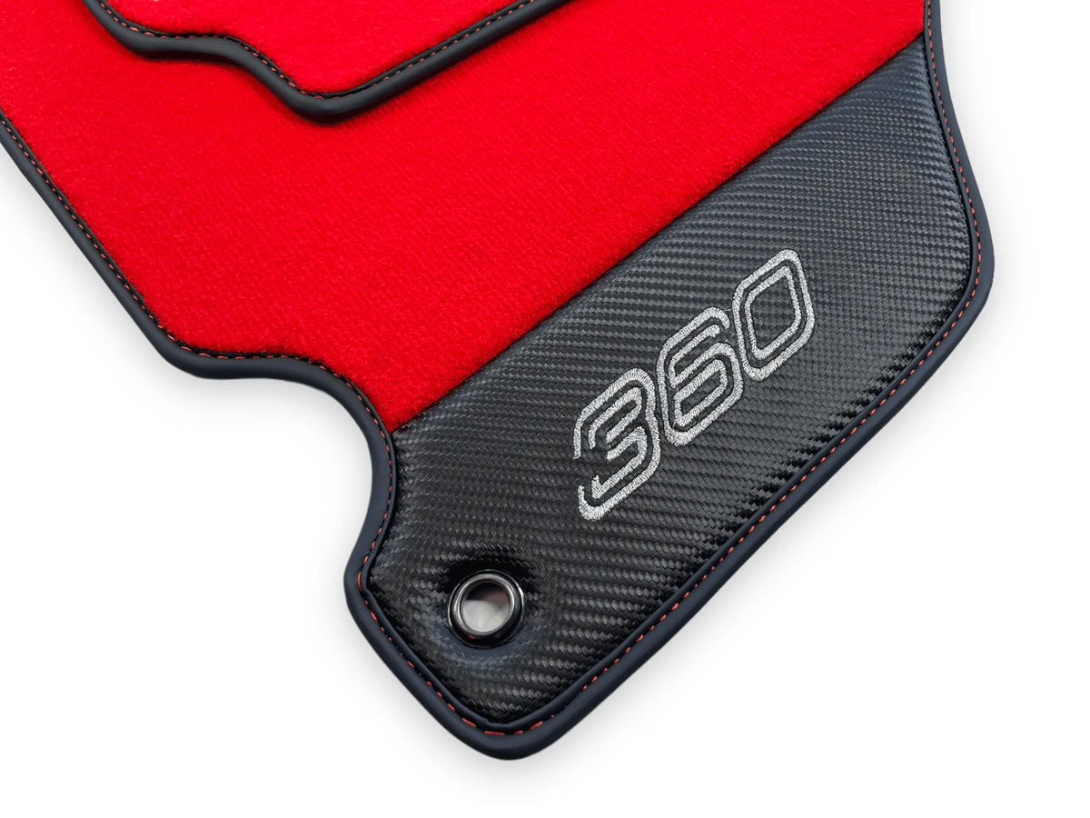 Red Floor Mats For Ferrari 360 Modena 1999-2005 With Carbon Fiber Leather - AutoWin
