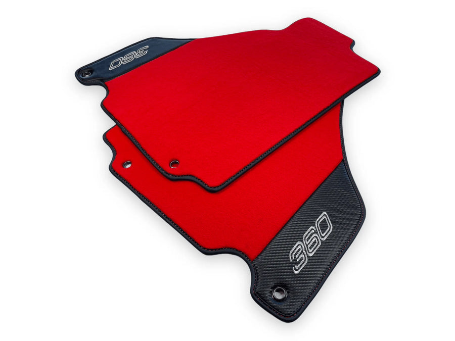 Red Floor Mats For Ferrari 360 Modena 1999-2005 With Carbon Fiber Leather - AutoWin