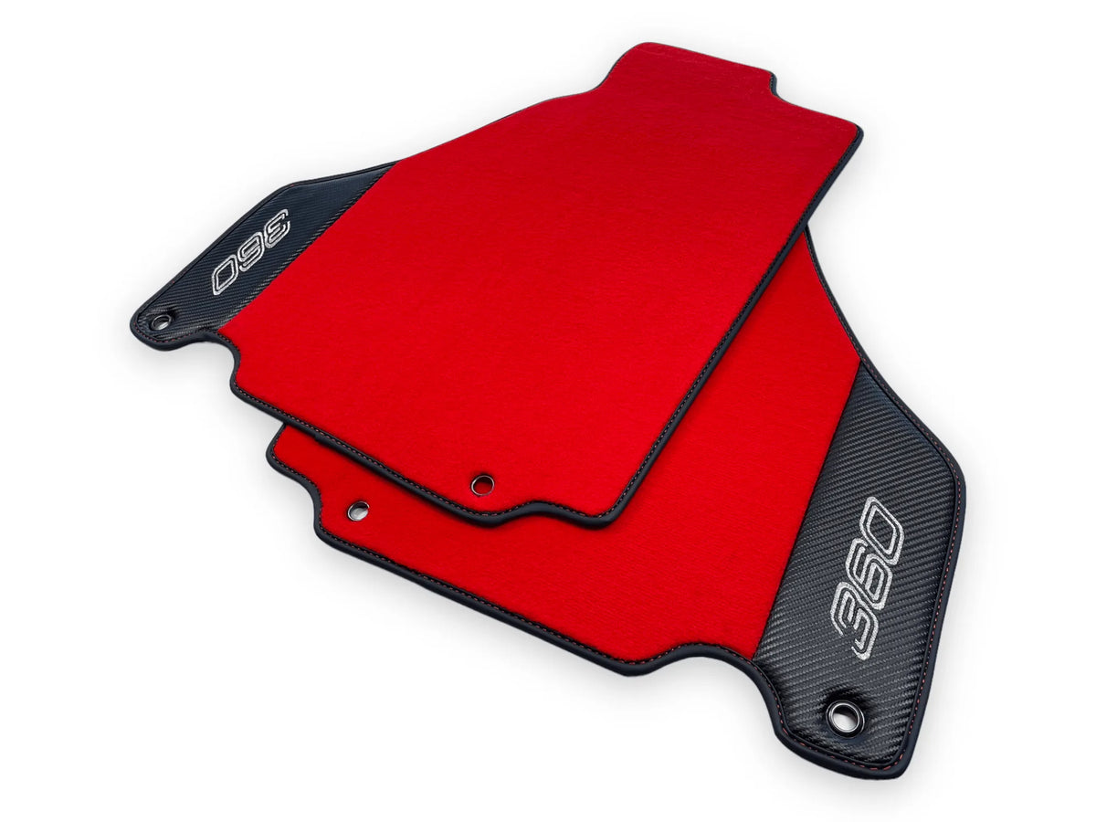 Red Floor Mats For Ferrari 360 Modena 1999-2005 With Carbon Fiber Leather - AutoWin