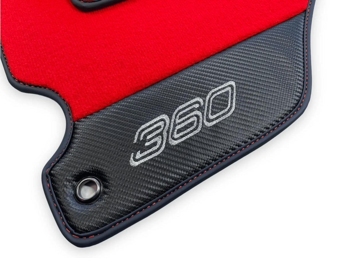 Red Floor Mats For Ferrari 360 Modena 1999-2005 With Carbon Fiber Leather - AutoWin