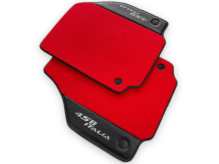 Red Floor Mats For Ferrari 458 Italia 2009-2015 With Carbon Fiber Leather - AutoWin