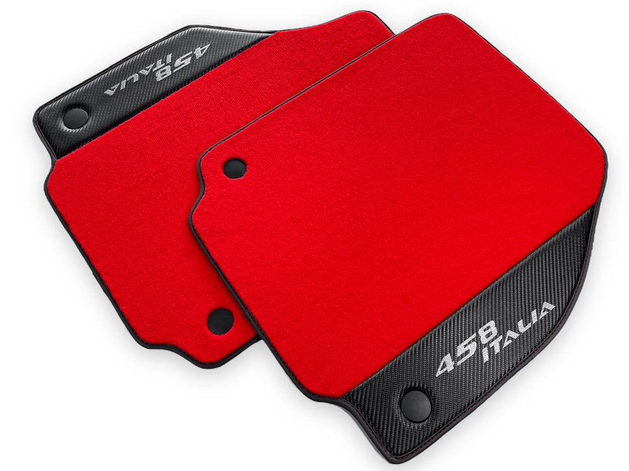 Red Floor Mats For Ferrari 458 Italia 2009-2015 With Carbon Fiber Leather - AutoWin