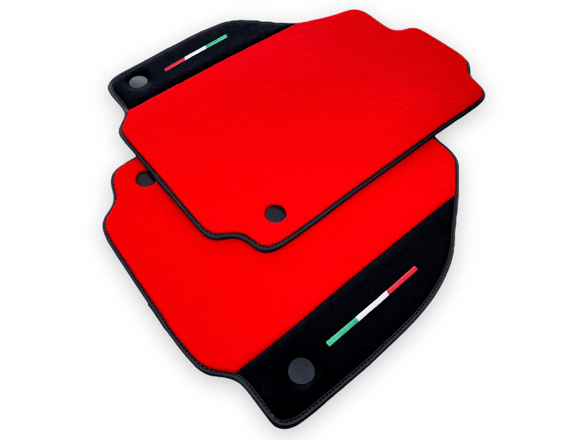 Red Floor Mats For Ferrari 488 GTB 2015-2022 Carpets With Alcantara Leather - AutoWin