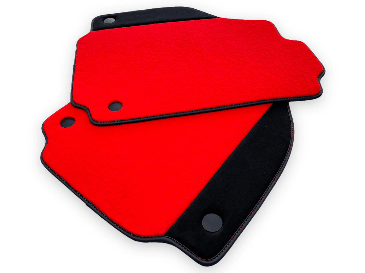 Red Floor Mats For Ferrari 488 GTB 2015-2022 Carpets With Alcantara Leather - AutoWin