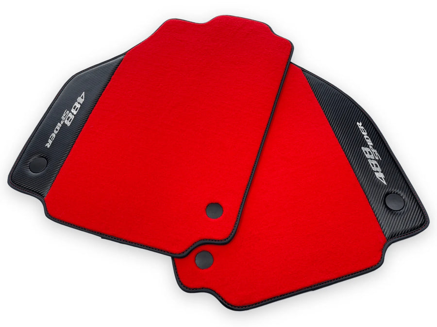 Red Floor Mats For Ferrari 488 Spider 2015-2022 Carbon Fiber - AutoWin