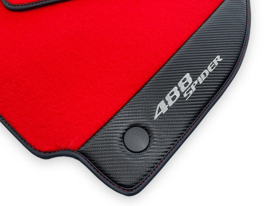 Red Floor Mats For Ferrari 488 Spider 2015-2022 Carbon Fiber - AutoWin