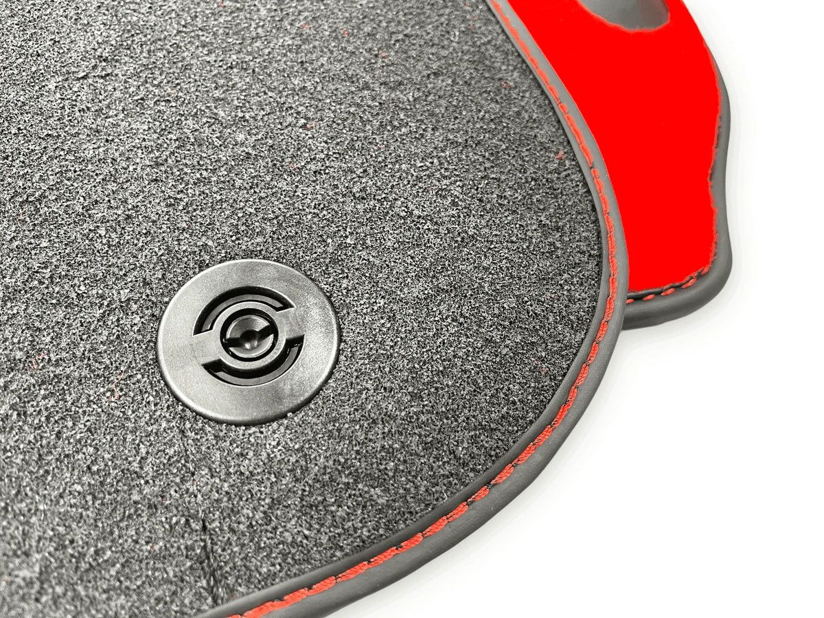 Red Floor Mats For Ferrari 812 GTS (2019-2023) With Carbon Fiber Leather