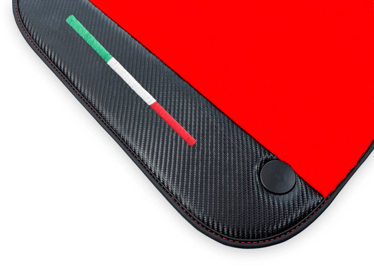 Red Floor Mats For Ferrari 812 Superfast With Carbon Fiber Leather