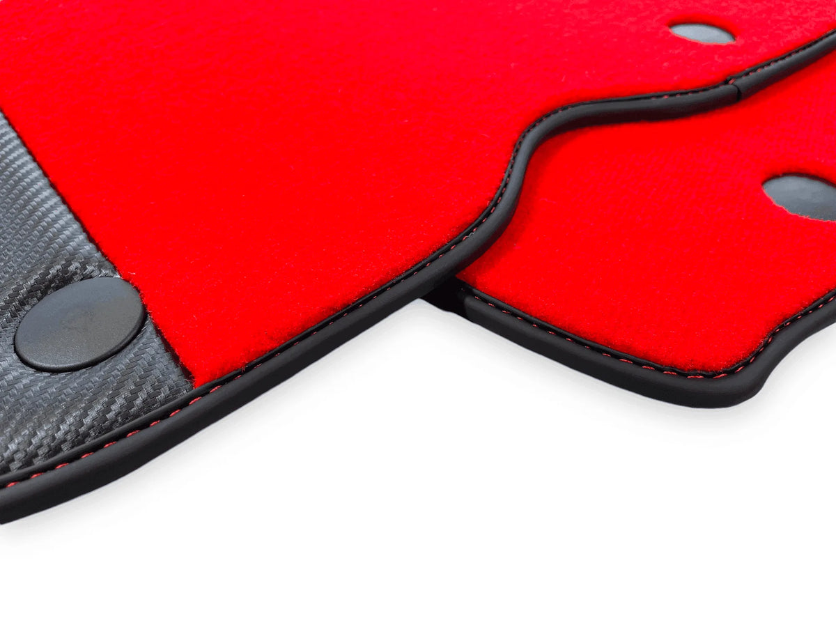 Red Floor Mats For Ferrari F12 Berlinetta (2012-2022) With Carbon Fiber Leather