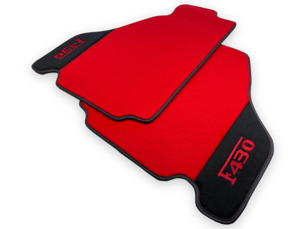 Czerwone Dywaniki samochodowe dla Ferrari F430 2004-2009 z Alcantarą - AutoWin