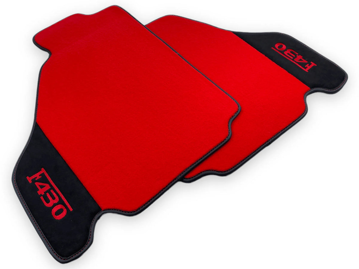 Czerwone Dywaniki samochodowe dla Ferrari F430 2004-2009 z Alcantarą - AutoWin