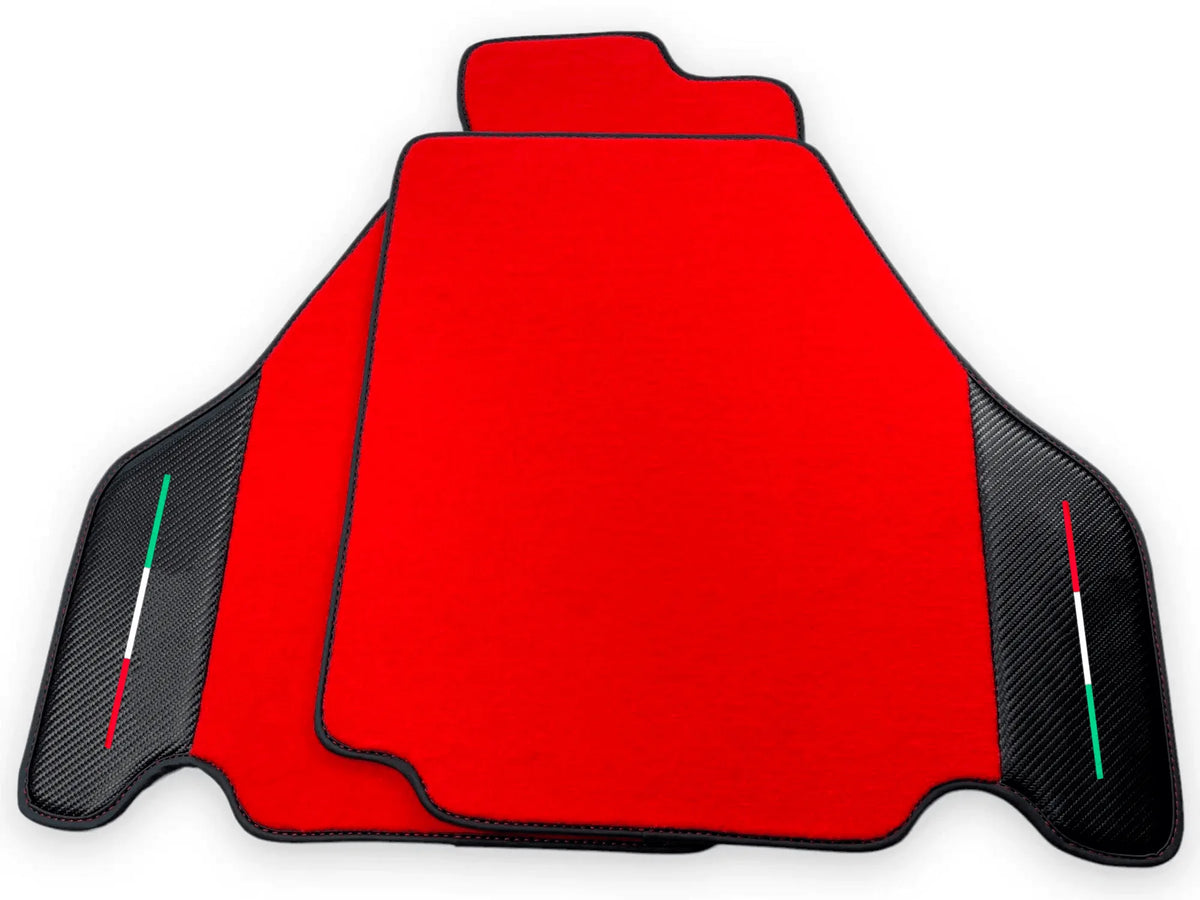 Red Floor Mats For Ferrari F430 2004-2009 With Carbon Fiber Leather - AutoWin