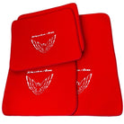 Red Floor Mats for Pontiac FireBird (1970-1981) with Trans Am Logo - AutoWin