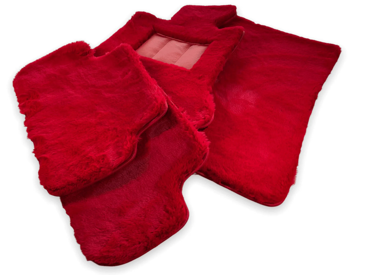 Red Sheepskin Floor Mats For Rolls Royce Phantom VIII (2017-2024) Design Brand - AutoWin
